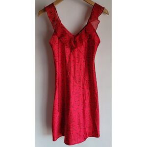 Morgan Taylor Women's Dress XS Bodycon Red Heart Pattern Ruffles Romantic
